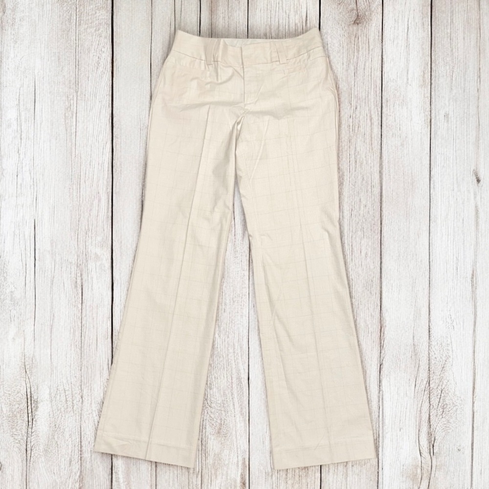 Gap Women’s Light Beige Plaid Curvy Fit Flared Leg Pants Sz 8 Long NWT